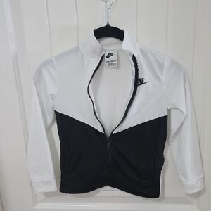Nike Kids White and Black Colorblock Zip Jacket